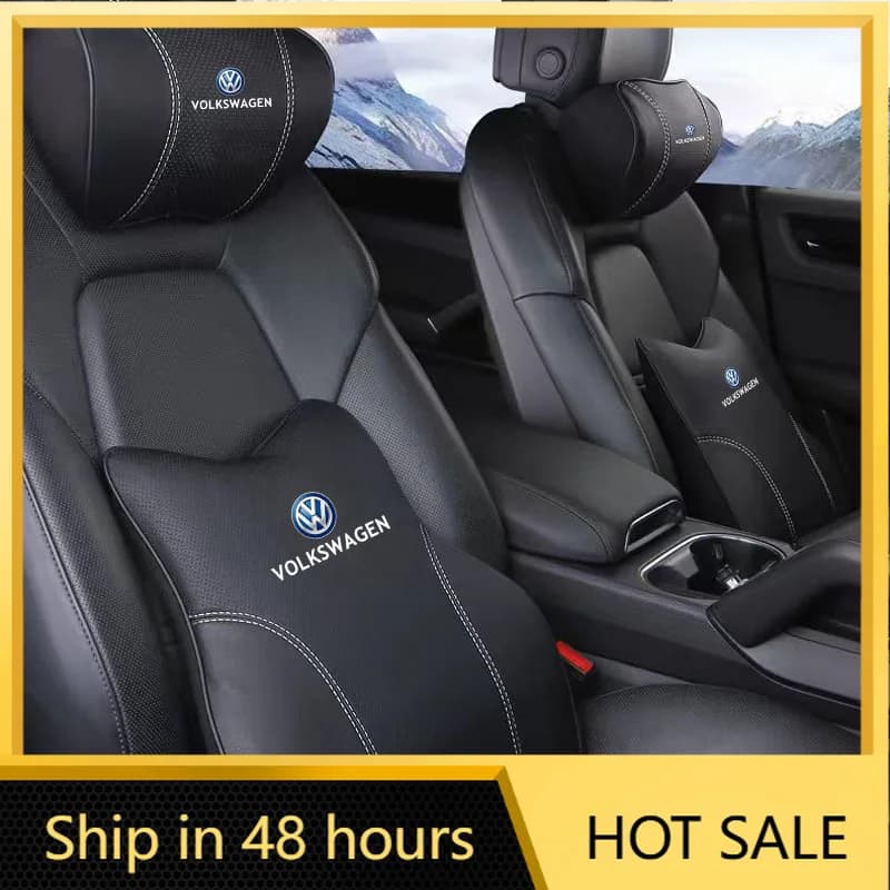 Adesivi interni per Volkswagen VW Amarok Tiguan T-Cross Passat Polo, supporto lombare in pelle per poggiatesta sedile auto, cuscino poggiatesta auto