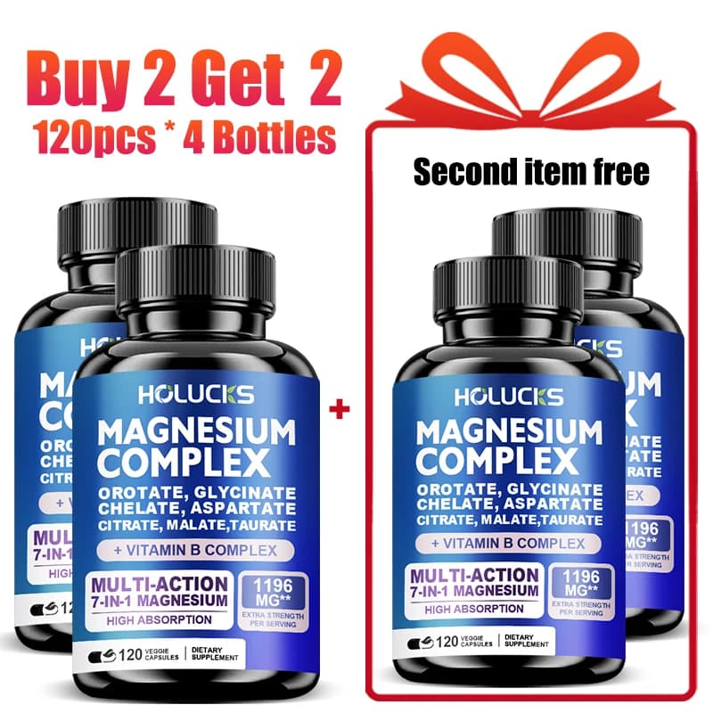 Magnesium 7-in-1 supplement to High Absorption, with Vitamin B Complex, Reduces Stress, Supports Muscle Recovery and Heart Health
