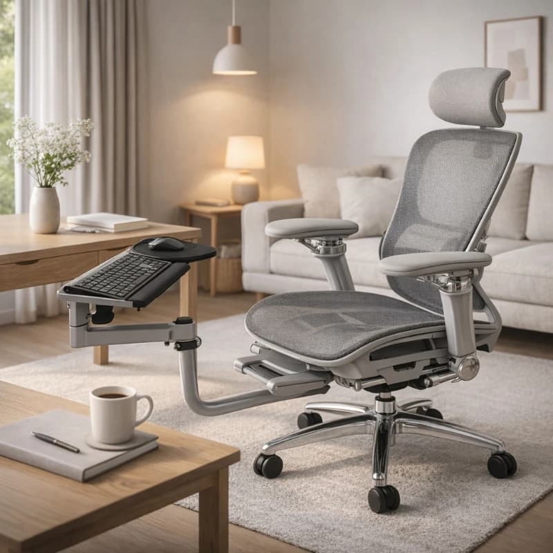 360 ° Supporto Girevole per Laptop con Sollevamento Pneumatico, Vassoio Tastiera Telescopico, Rack da Gaming Ergonomico, Supporto da Scrivania per Ufficio