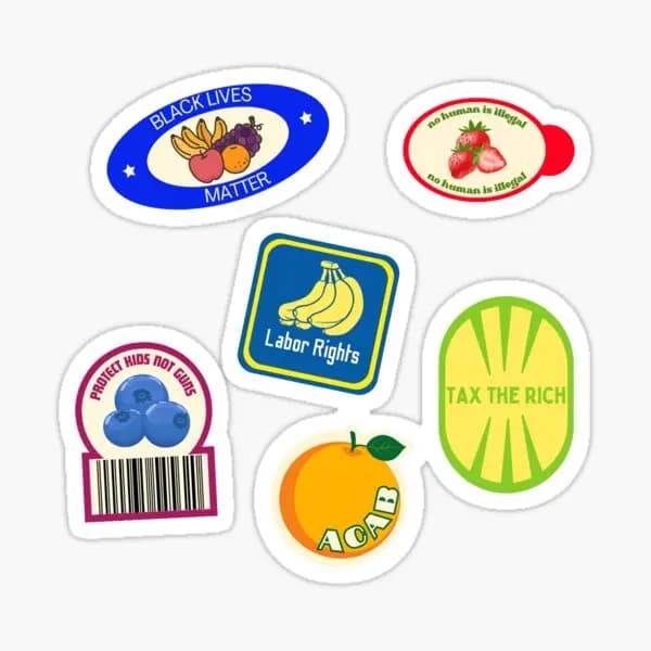 Leftist Bearing Fruit 5PCS Stickers for Stickers Luggage Funny Car Anime Living Room Water Bottles Decorations Room Cute Wall