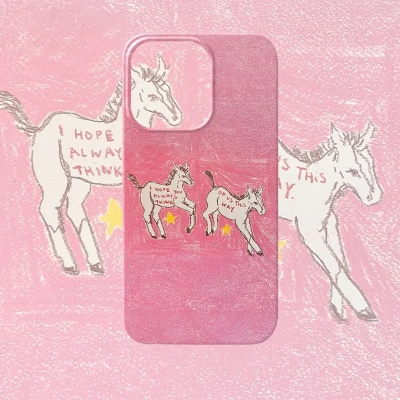 Cover per Telefono con Dipinto a Olio di Cavallo Rosa per IPHONE 17Air 17E 15PROMAX 14Plus 13 12MINI 11 PRO 16Plus XR, Custodia in Acrilico
