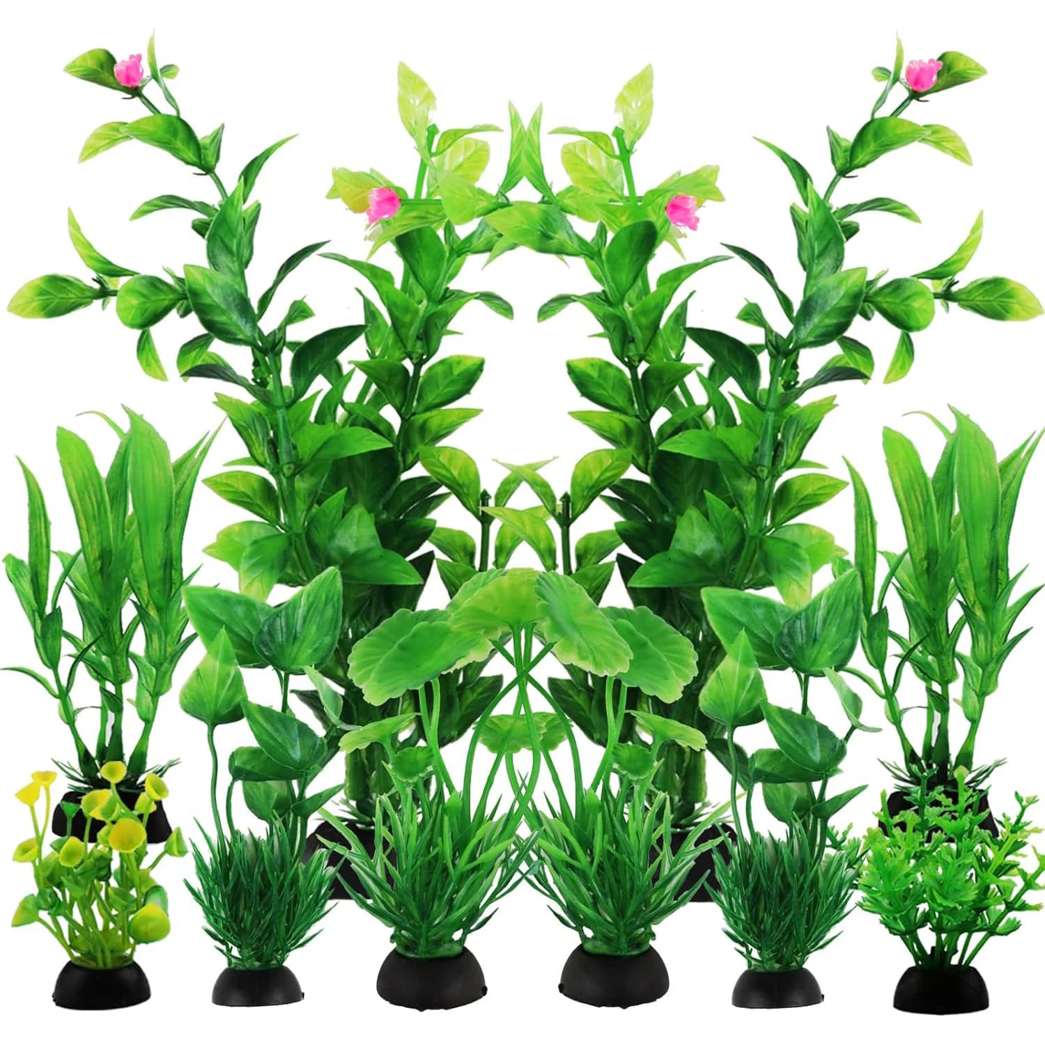 Aquarium Accessories, 10 Artificial Green Plastic Plants for Aquarium Decoration