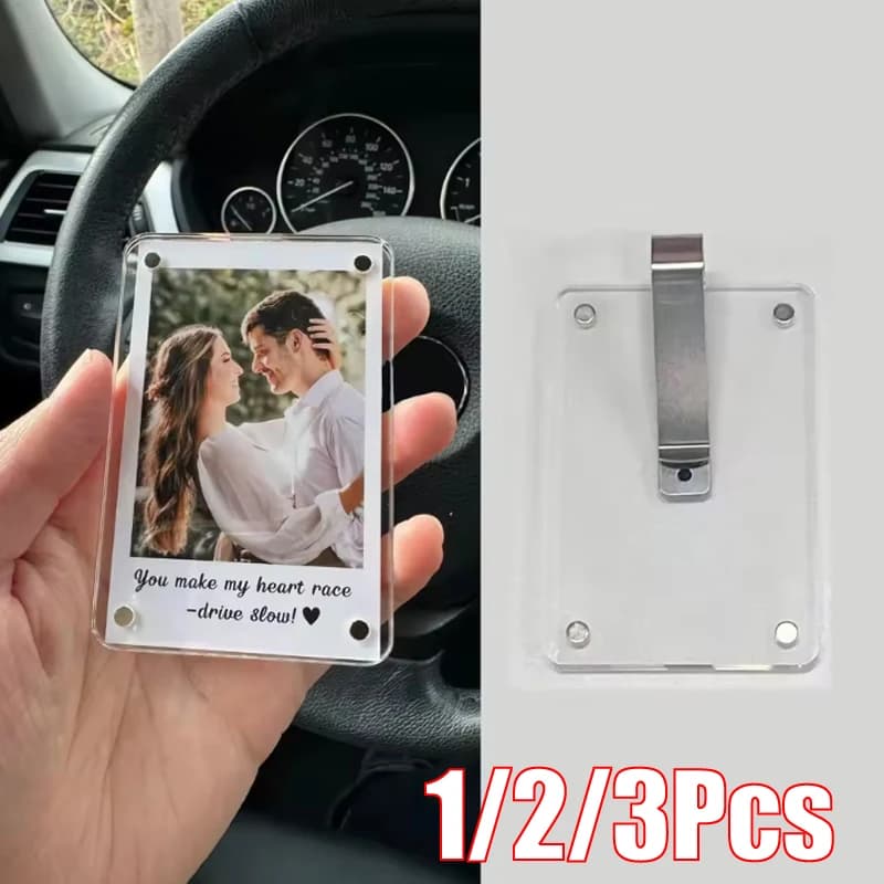 1/2/3 Pieces Frame Photo Frame for Car, Clip for Sun visor, Interior Decoration Auto, Sun visor Organizer, Couple Gift