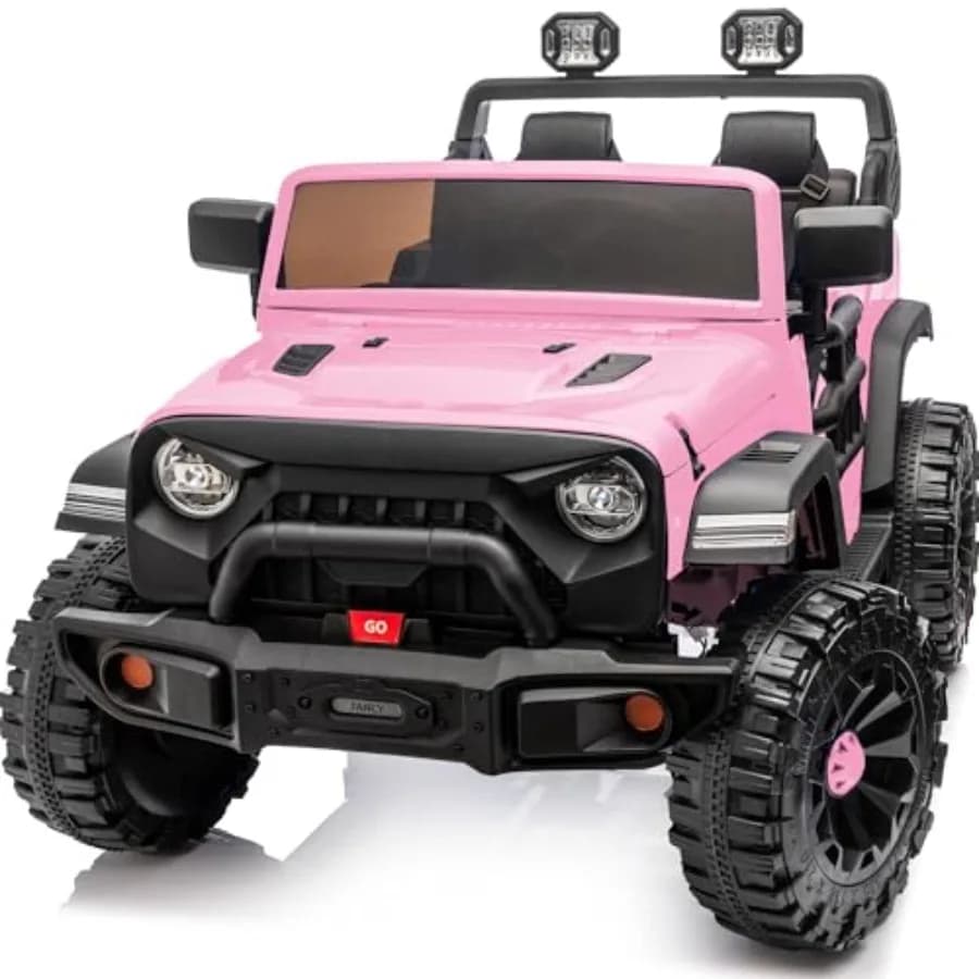 Auto Elettrica Giocattolo a 2 Posti 24V 4WD per Bambini 4-8 Anni con Telecomando, 4 Motori da 200W, Capacità 150 lb - Rosa Chiaro