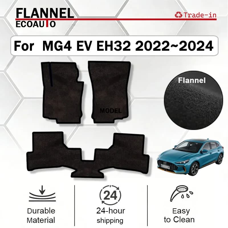 Tappetini Auto in Flanella ECOAUTO per MG4 EV EH32 Mulan 2022~2024, Tappeti Antiscivolo per MG 4, Copertura per Tappeti, Pannelli e Poggiapiedi