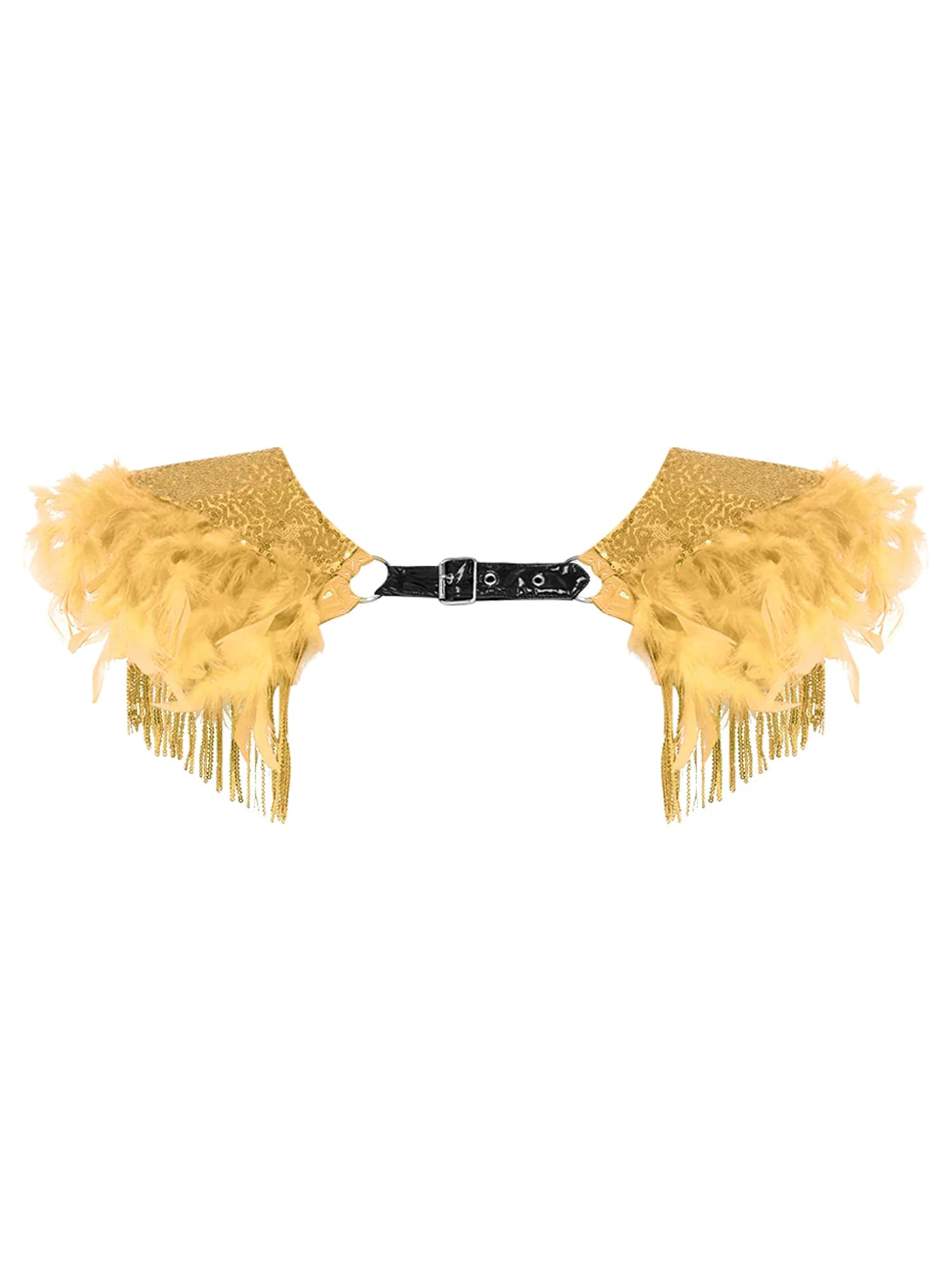 Armatura Gotica Medievale con Paillettes per Uomo e Donna, Spallina con Frange e Piume, Costume per Spettacoli in Maschera