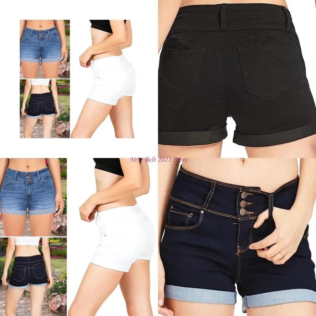 49ME Pantaloncini jeans elasticizzati da donna Skinny Fit bassa Pantaloni corti casual estivi Comodi pantaloni con tasche