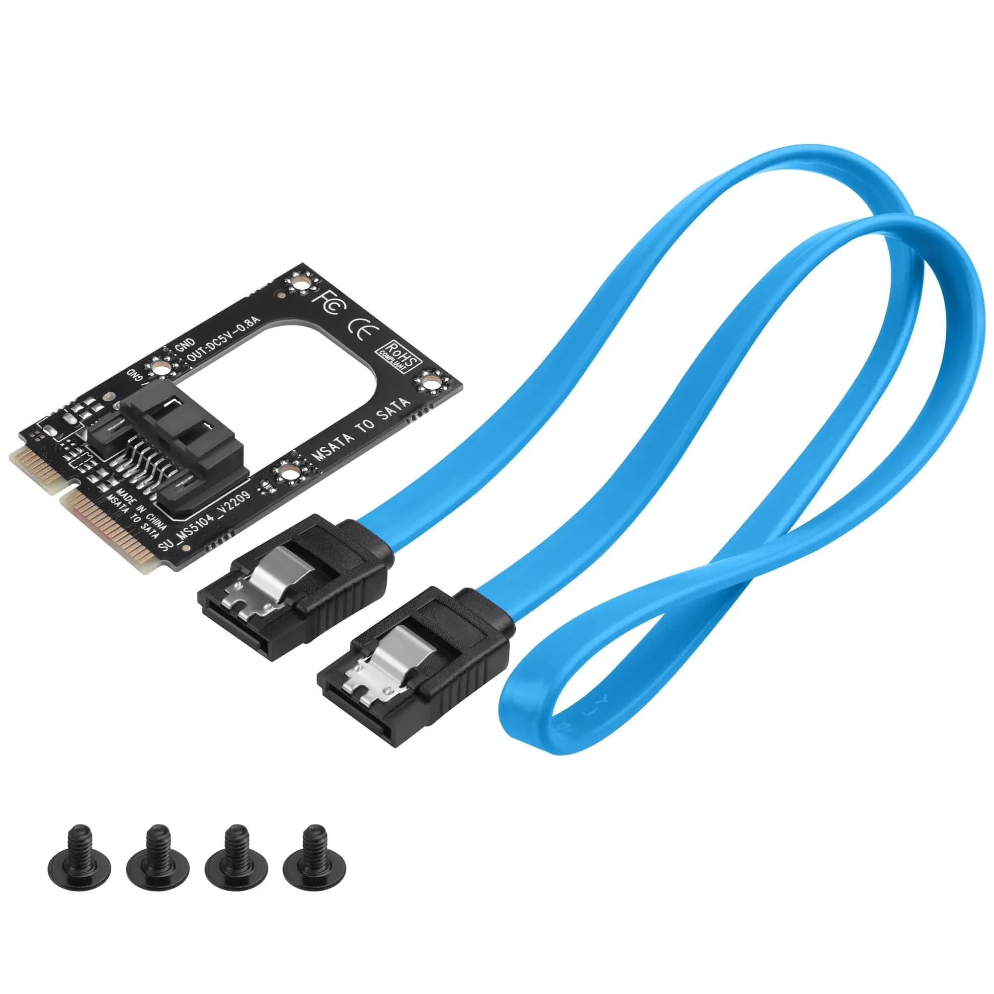 Adattatore da mSATA a SATA 3.0, scheda convertitore SSD con cavo SATA da 40 cm e viti, scheda PCB nera