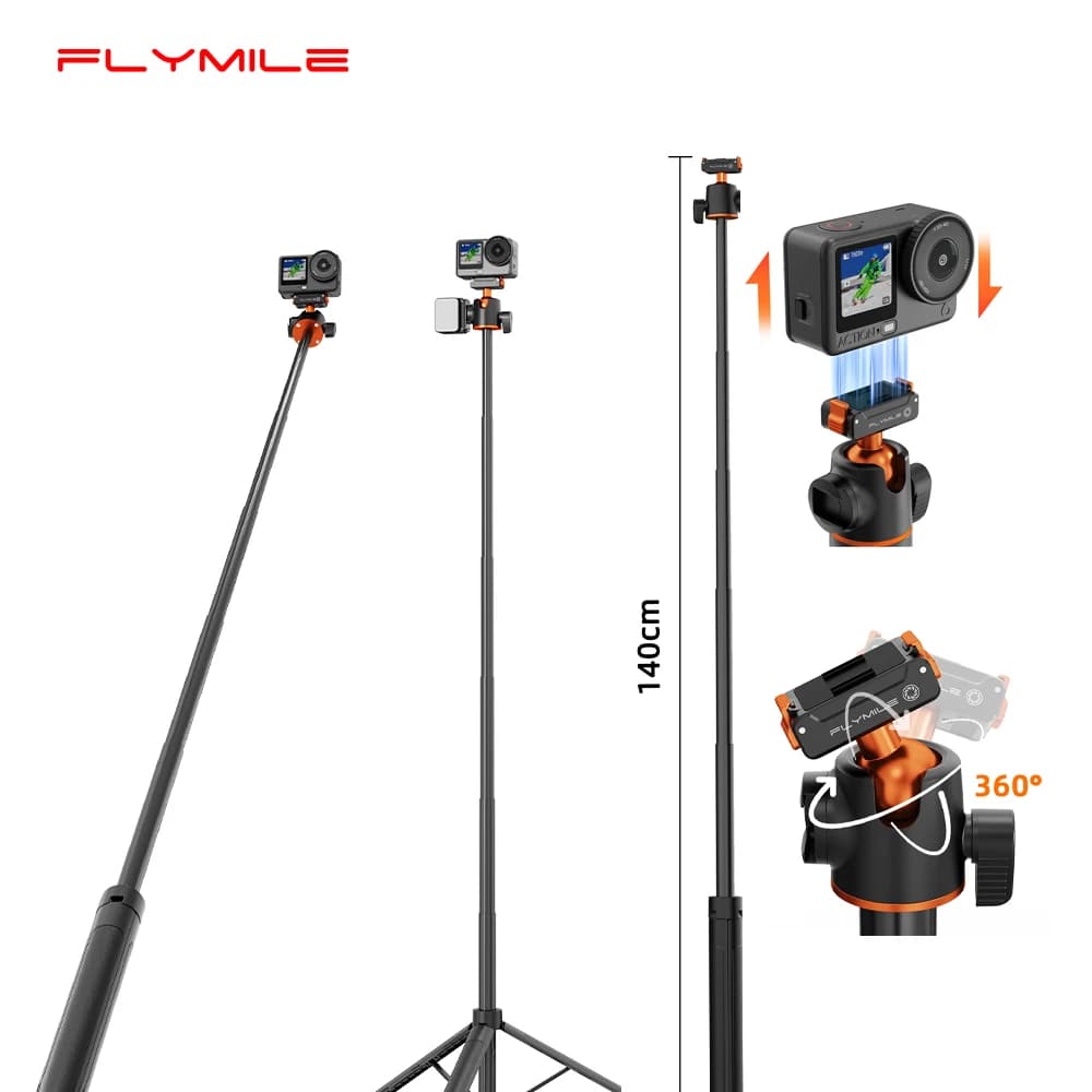 Treppiede Selfie Stick Flymile per DJI OSMO Action 6/Nano, Accessori con Base a Sgancio Rapido, Asta Estensibile 140CM