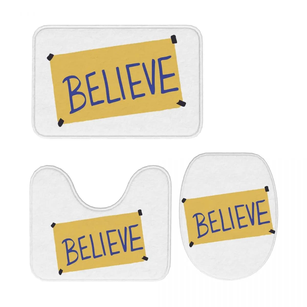 Ted Lasso-Believe Tappetino da bagno 3 pezzi Set da bagno Copri coperchio WC Decorazioni per la casa Tappeto antiscivolo