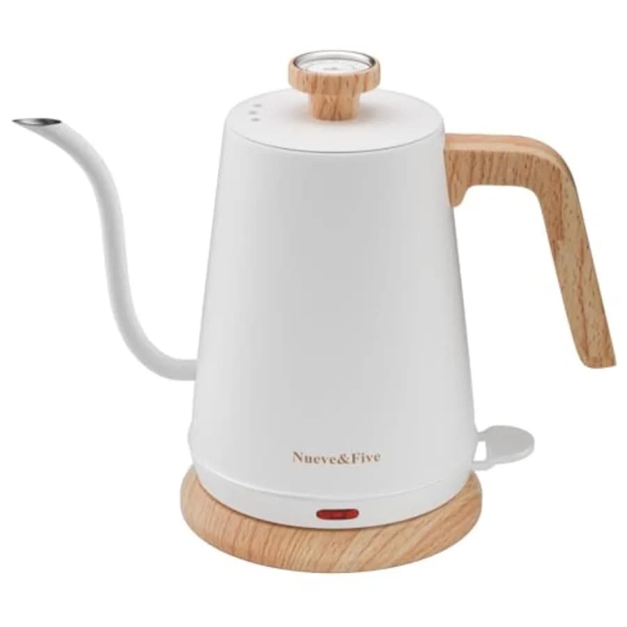 Bollitore Elettrico a Collo d'Oca con Termometro, Bollitore per Tè Elettrico da 1L con Spegnimento Automatico, Bollitore per Acqua Calda da 1000W in Acciaio Inossidabile