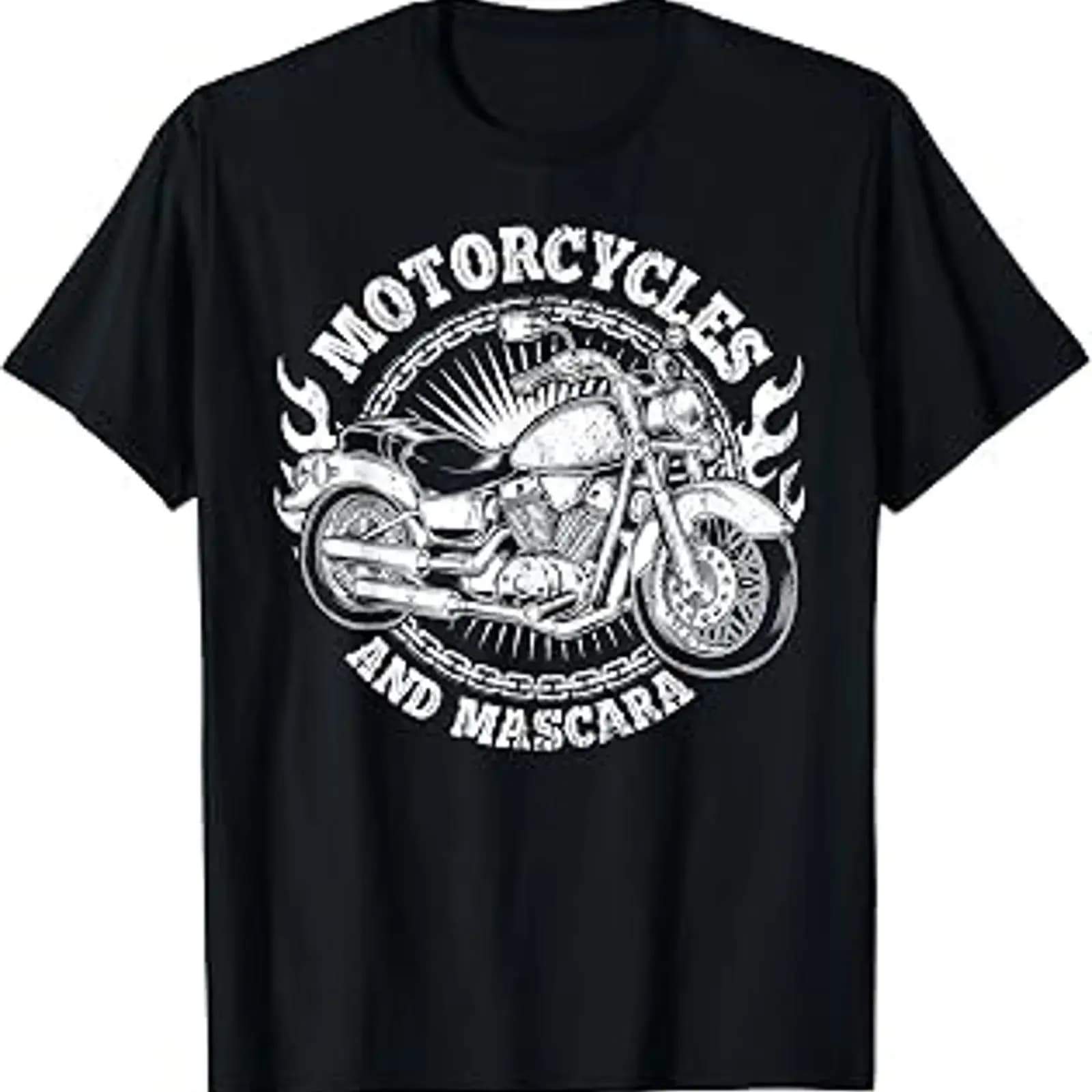 Motorcycles and Mascara Funny Women's Biker T Shirt vintage Washed Comfortable Versatile Slightly Casual designer clothes homme