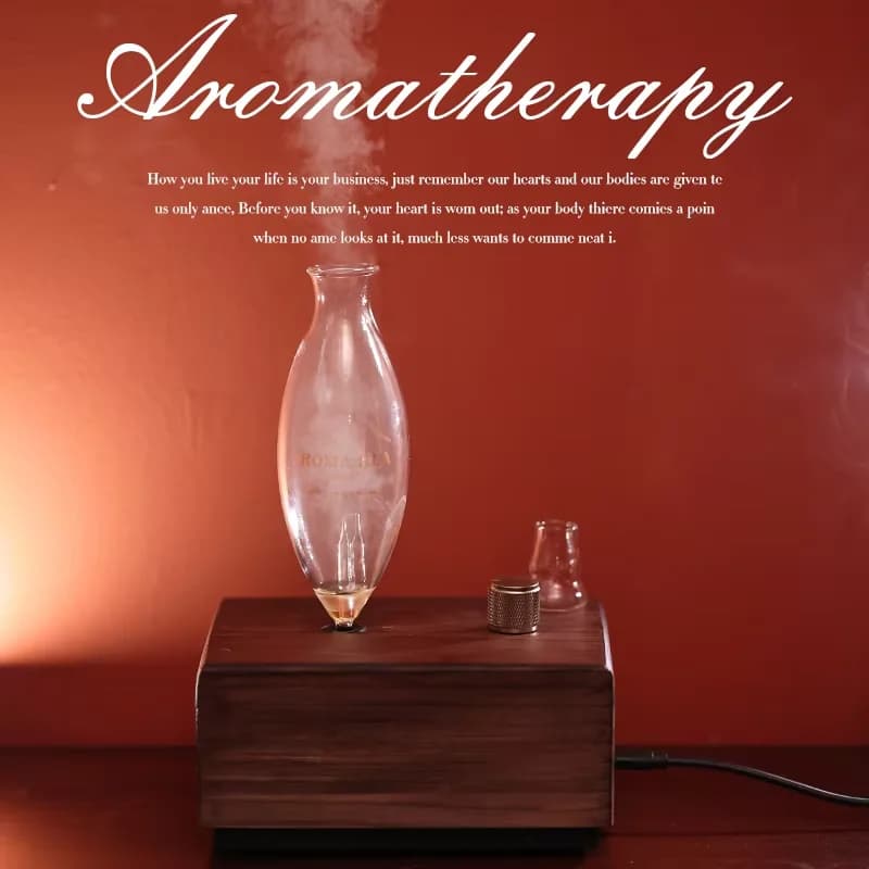 Home Decor Wooden Aroma Diffuser Glass Essential Oil Nebulizer Waterless Fragrance Diffuser for Living Room Bedroom
