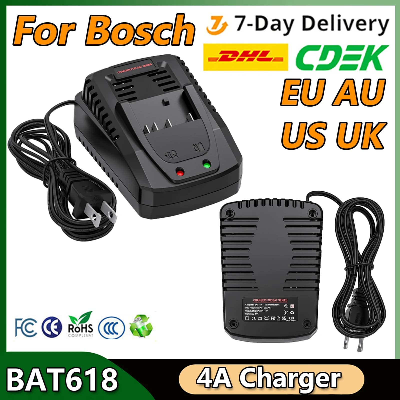 Caricabatteria ricaricabile per caricabatterie Bosch BAT618 con batteria agli ioni di litio Bosch BAT609 BAT609G BAT618 BAT618G BAT614 2607336236