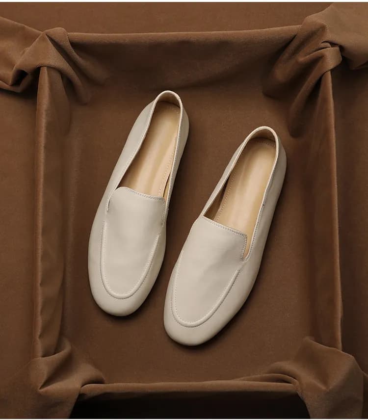 SHOEBOX Versione coreana di comodi mocassini in morbida pelle, scarpe singole in vera pelle con punta tonda e fondo piatto in stile britannico