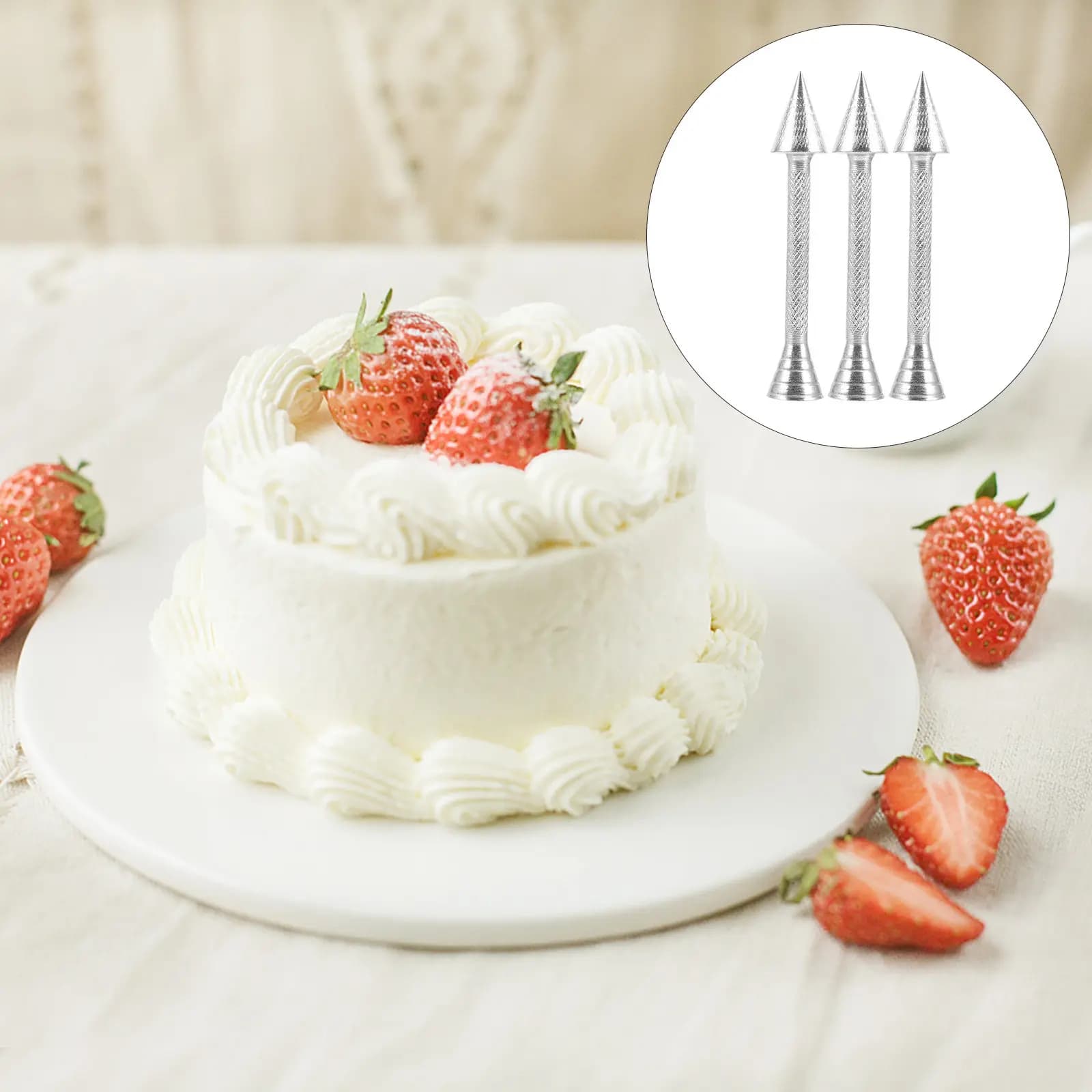 3Pcs Aluminium Alloy Flower Nail Set for Cake Decorating Piping Icing Roses Baking Pastry Cone Holder Cake Decorating Tool
