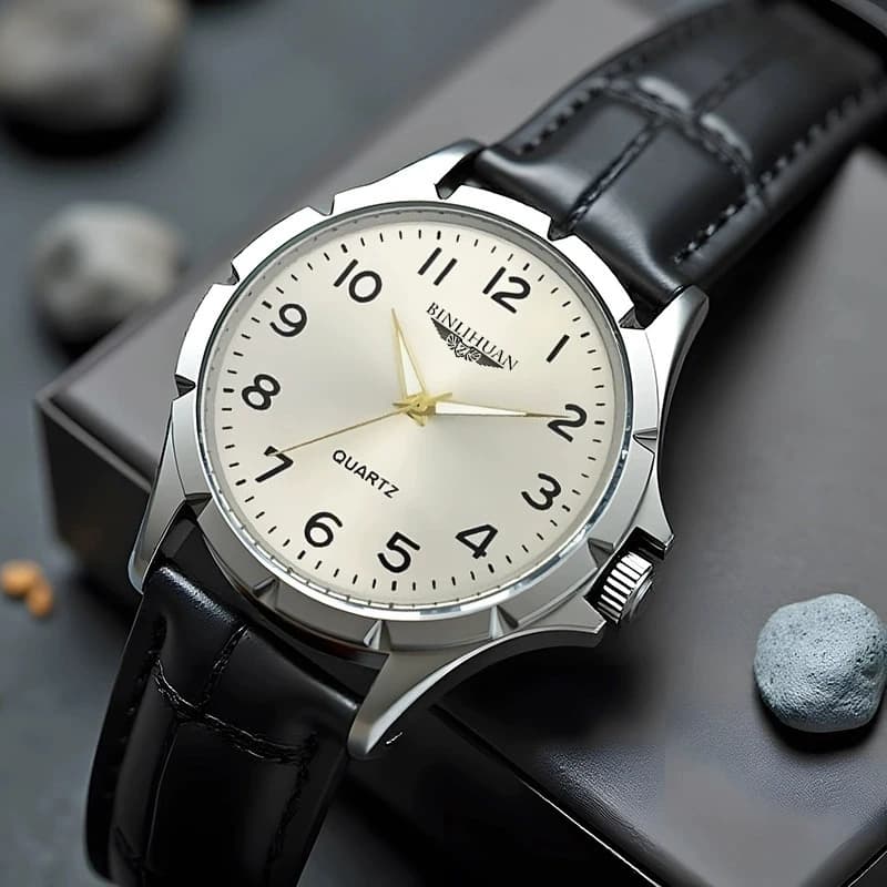 New Fashion Luxury Man Elegant Clock Business Leather Watch Men Higt Quality Quartz Watches Students Sports Wristwatches Gifts