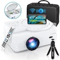 Proiettore WiFi Bluetooth Full HD 1080P con Lettore DVD Integrato, 12000LM, Mini Home Theater Portatile, Spedizione dagli Stati Uniti
