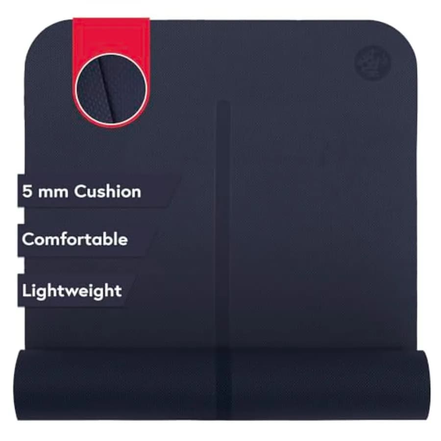 Tappetino Yoga per Principianti 68" - 5mm di Spessore, Comodo, Leggero e Reversibile con Striscia di Allineamento, Economico 68 x 24 Pollici