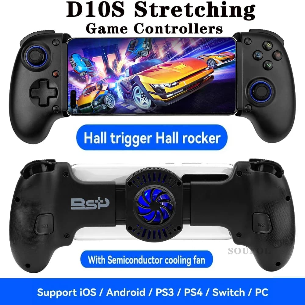 D10 D10S Dual Hall Gamepad ventola di raffreddamento Controller di gioco per PS4 Android IOS Tablet per SWITCH/Android/Apple/PC/PS3/4 Streaming