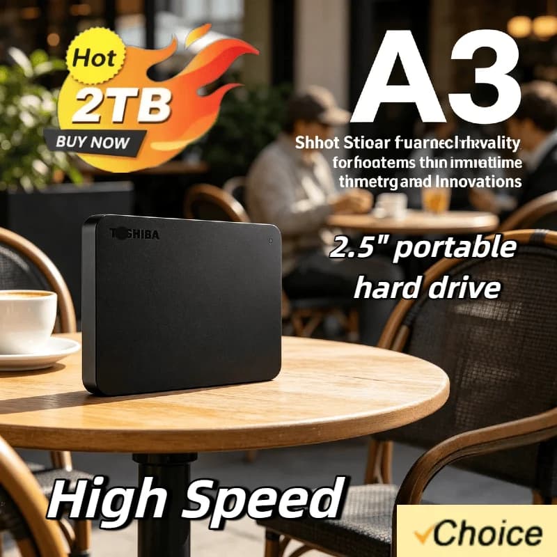 Toshiba A3 per OEM, Disco Rigido Esterno Portatile da 2,5 Pollici, USB 3.0, 500GB 1TB 2TB