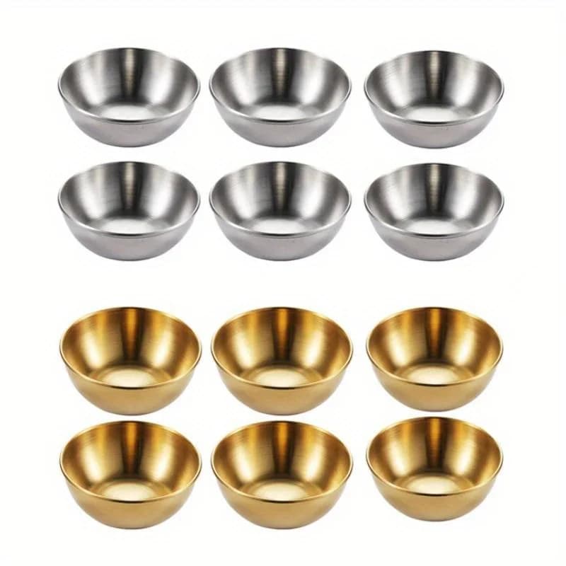 Set di 6 piatti per salsa piccola in acciaio inossidabile, vassoio da portata per condimenti, set di piatti per spezie, piatto per salsa di soia, stoviglie speciali