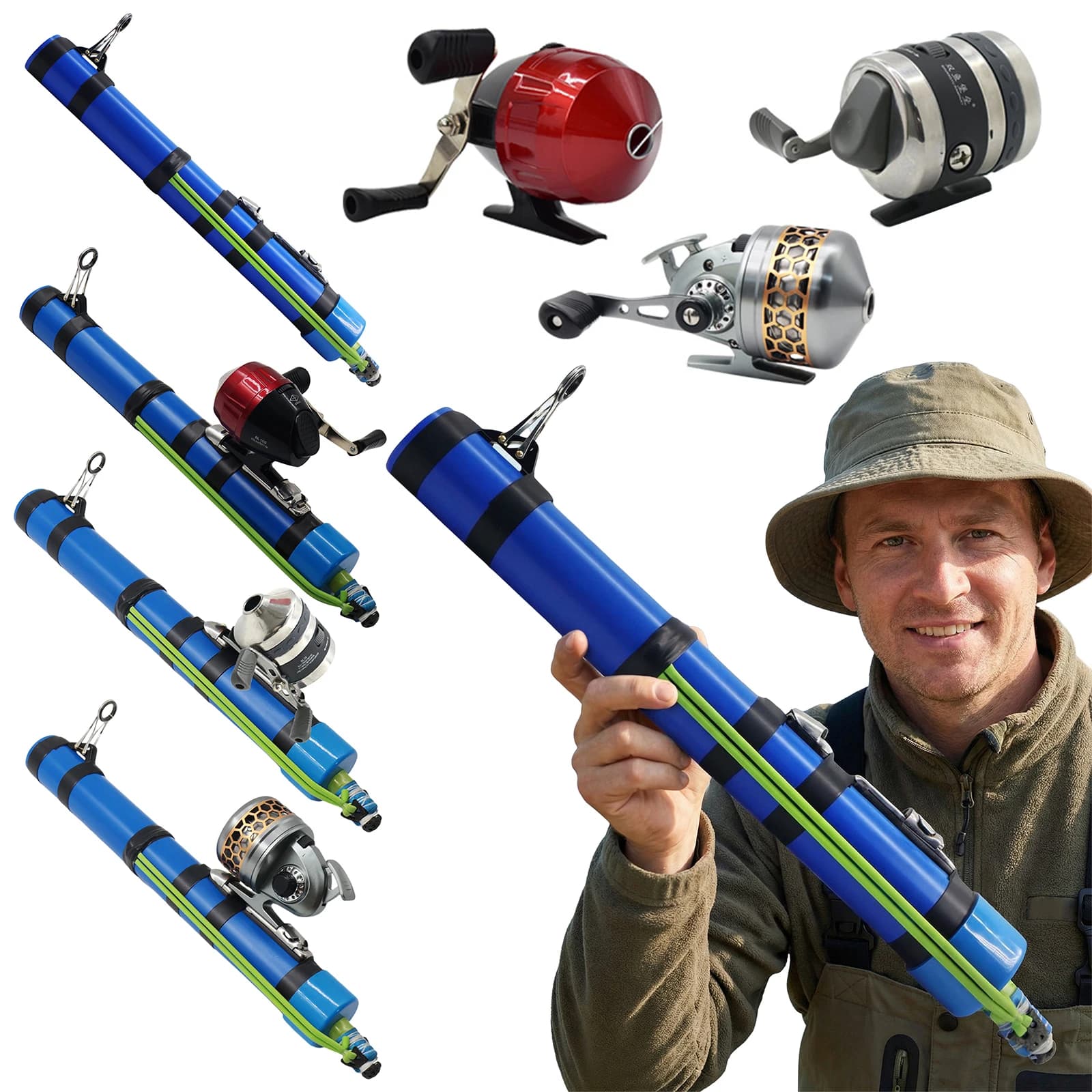 Lure Fishings Tool with Reel Compact Fishing Rod Holder Fish Bait Launching Equipment for Bass Trout Catfish Saltwater