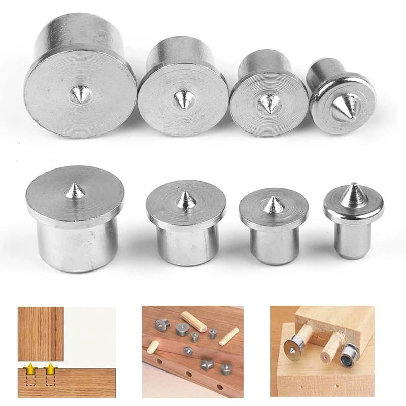 4 pcs 6mm 8mm 10mm 12mm Mobile Panel Positioning Carpentry Log Tip Round Tips Log Pin Locator Wooden Pin Punching Center DIY