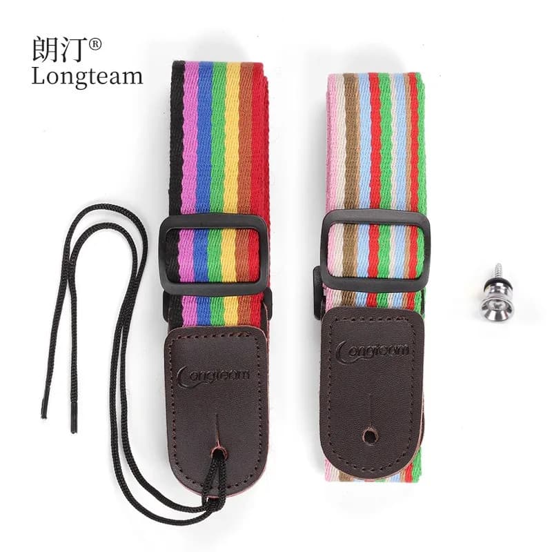 Cinturino per ukulele Cinturino per ukulele arcobaleno in cotone Cinturino diagonale Cinturino per ukulele con borchie di coda