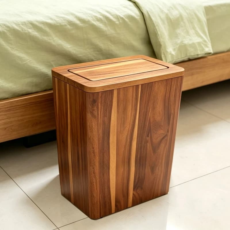 Wooden Waste Bins Luxury Separate Wastebasket Living Room Office Trash Can Large Capacity Food Recycle Dustbin Kitchen Supplies