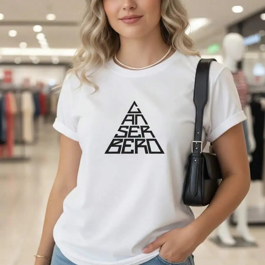 T-shirt casual da donna in cotone con grafica, maglietta a maniche corte con scollo rotondo e stampa triangolare 'GAN SER BERD'