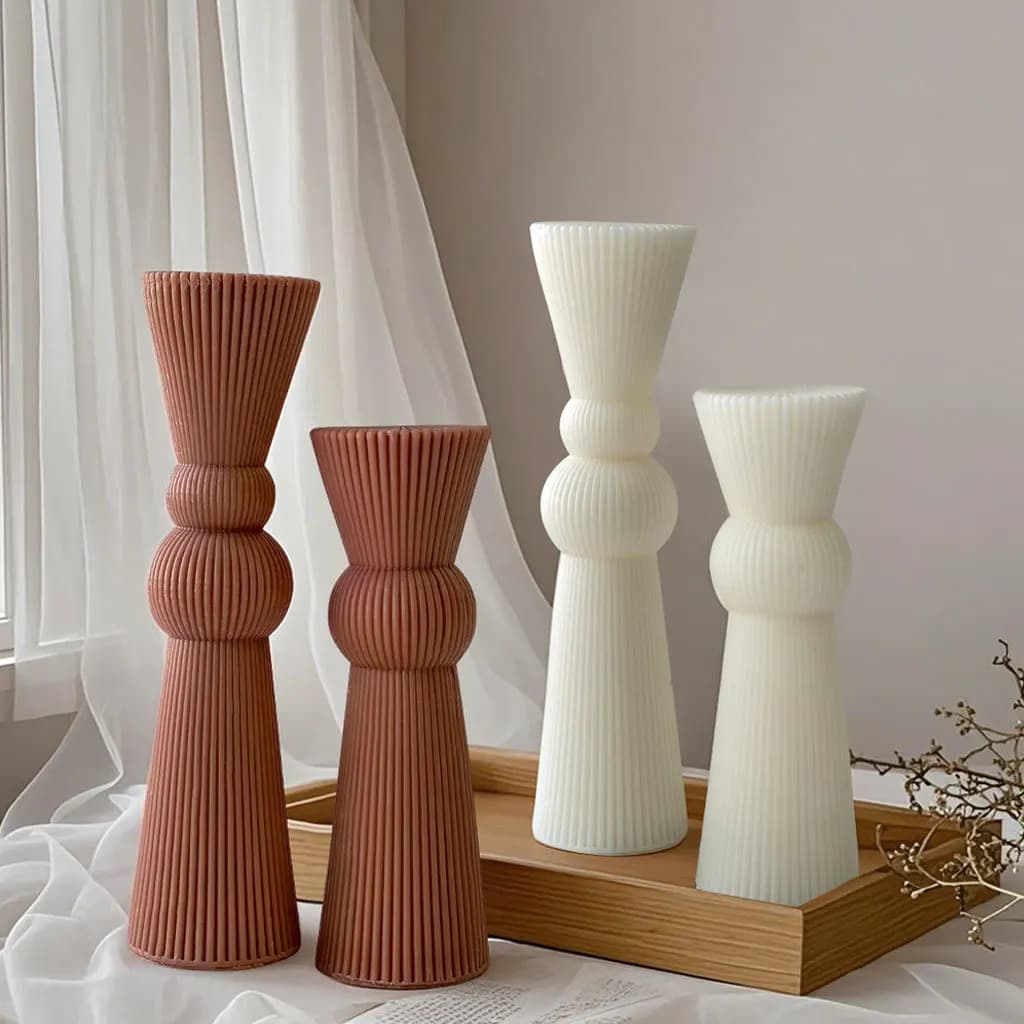 Striped Column Candle Print with Long Do-it-your Rod, Hand-made cylinder, aromatic candles, silicone molds, church candles, production supplies