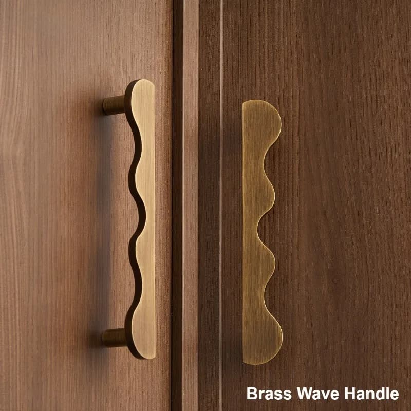 Solid brass long wardrobe handle wavy continuous linear wardrobe drawer handle hardware