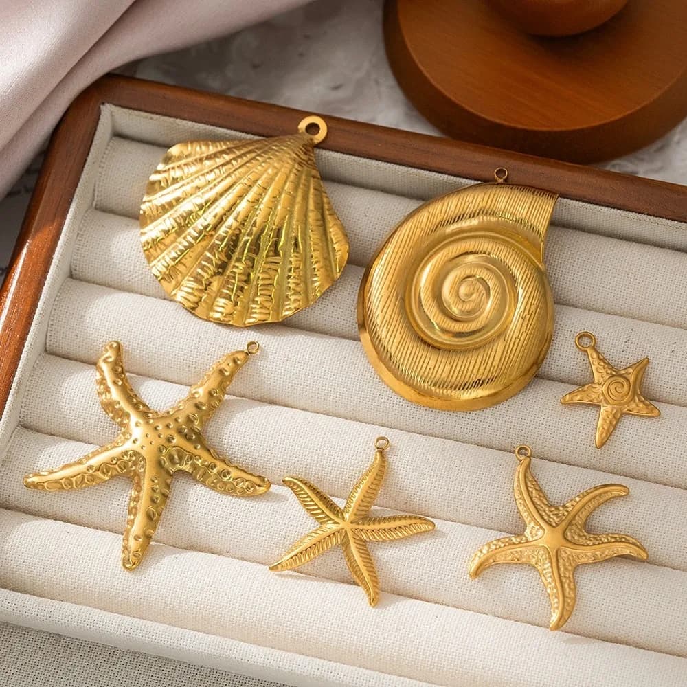 2Pcs Stainless Steel 18K Gold Ocean Conch Shell Charms Pendant DIY Earrings Necklace Bracelet Jewelry Making Beach Accessories
