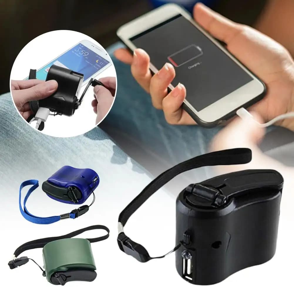 Portable Outdoor Hand Crank USB Phone Charger Emergency Power Generator No Battery Charger for Travel Hiking Survival Kit
