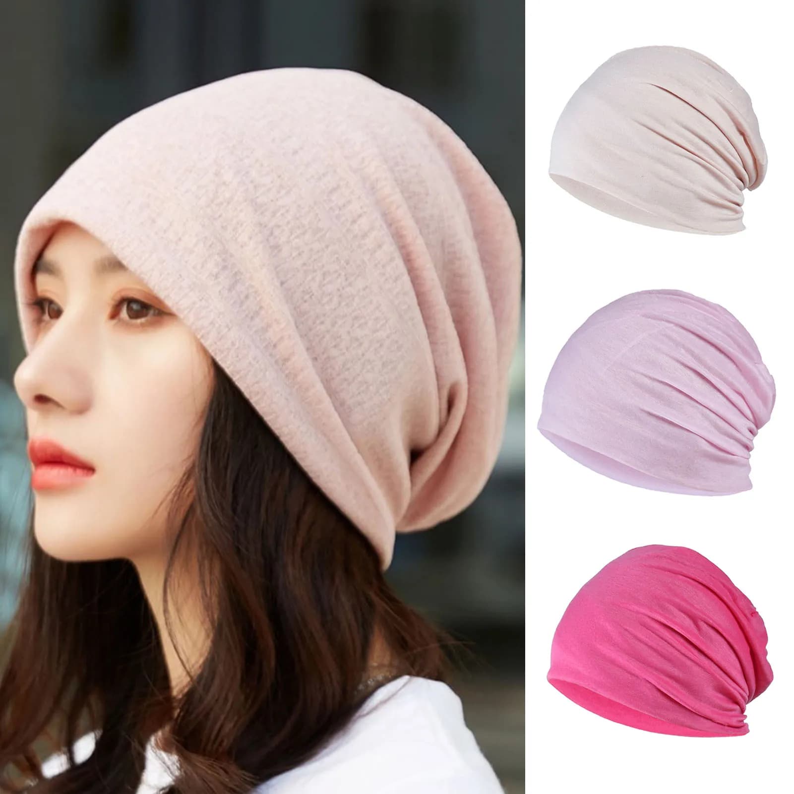 Fashion Solid Color Slouchy Cap Fashion Stacked Hat Thin Breathable Knit Beanie For Street Dance Stretchy Slouchy Cap Men Women