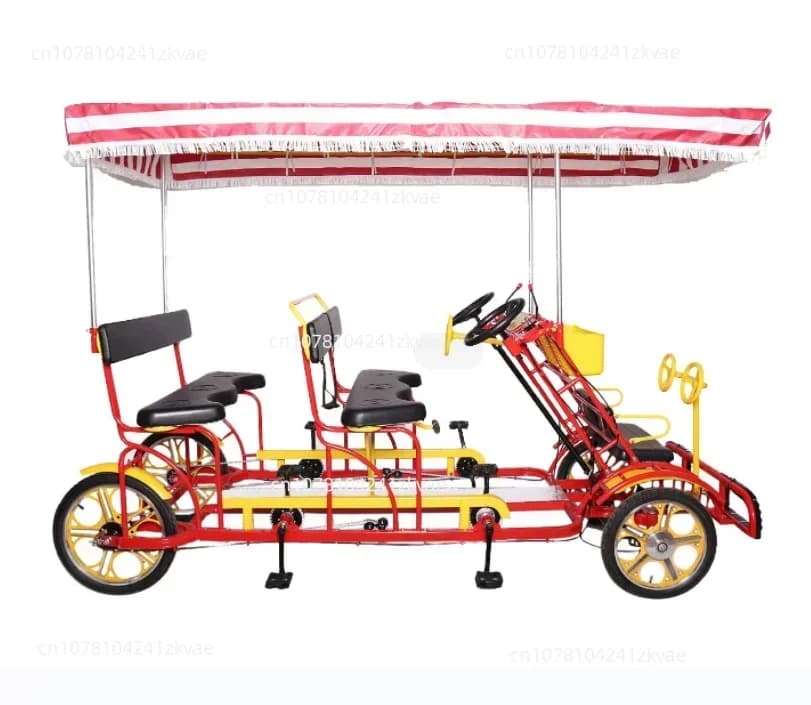 Family Fun Touring Pedal Biciclette a 4 ruote Bicicletta surrey per 4 persone/Quadricycle/Bici tandem per 4 persone per noleggio