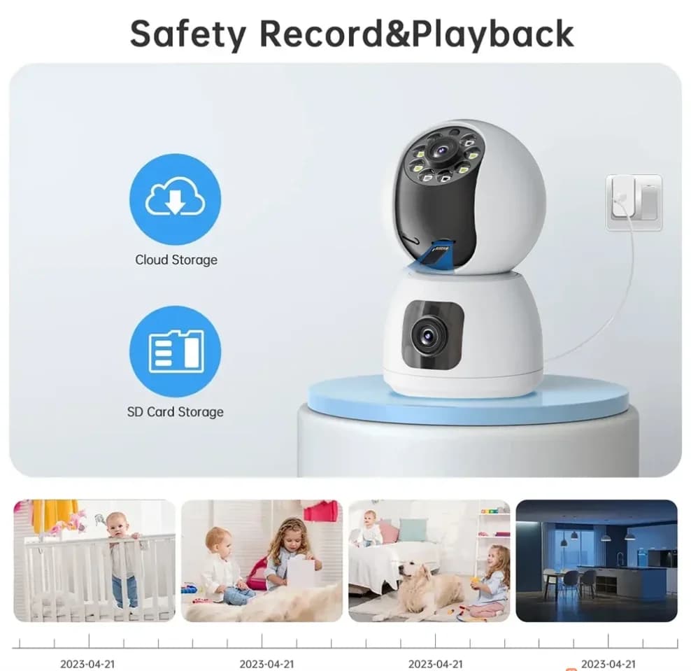Telecamera di sicurezza WiFi 8MP 4K Monitor per bambini/anziani per interni domestici Monitoraggio e rilevamento automatico AI Visione notturna a infrarossi