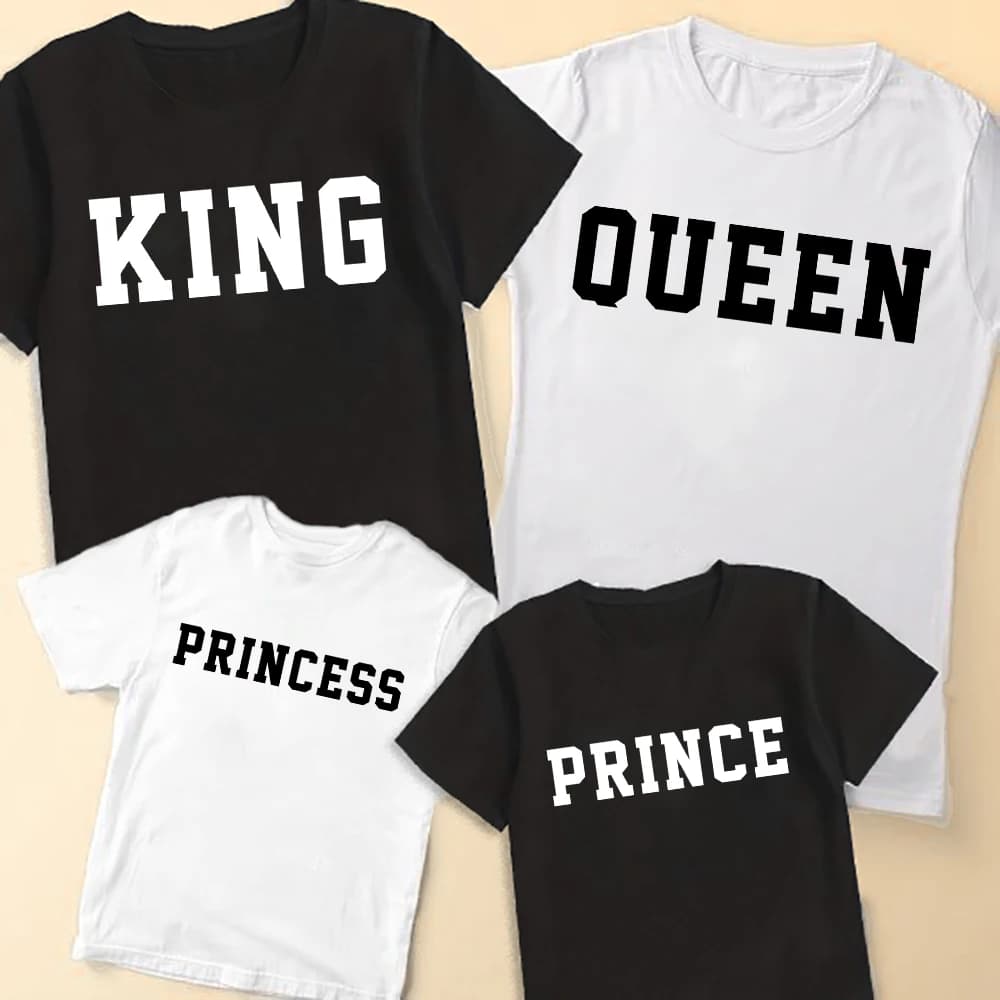 King Queen Prince Princess Print Family Matching Shirt Summer t-Shirt manica corta Tee Dad Mom Son figlia Matching Outfit Tops