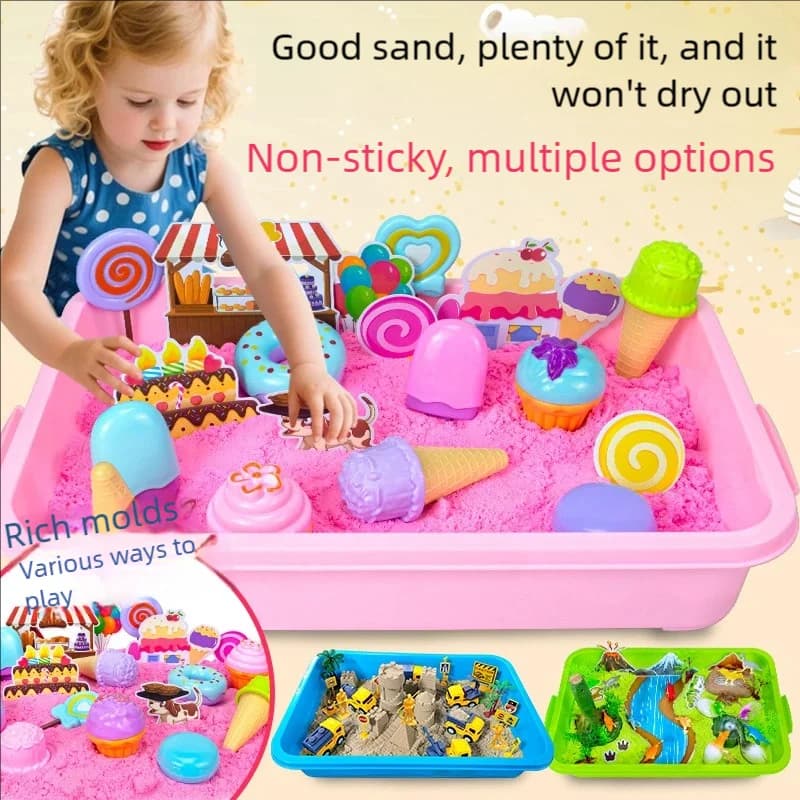 Sabbia cinetica Melma Sabbia magica Bambino Castello di unicorno Fattoria di gelato Sabbia sensoriale Set da gioco per bambini Giocattolo di sabbia modellabile Non tossico