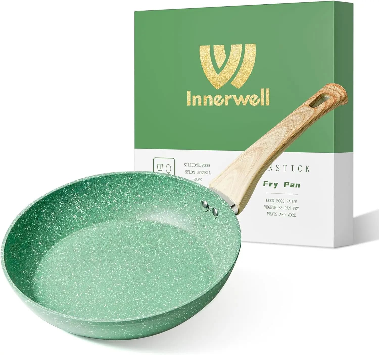 Innerwell Padella Antiaderente, Padella per Uova da 8 Pollici, Padella per Omelette 100% Senza PFOA, Padella Sana Non Tossica, Compatibile con l'Induzione