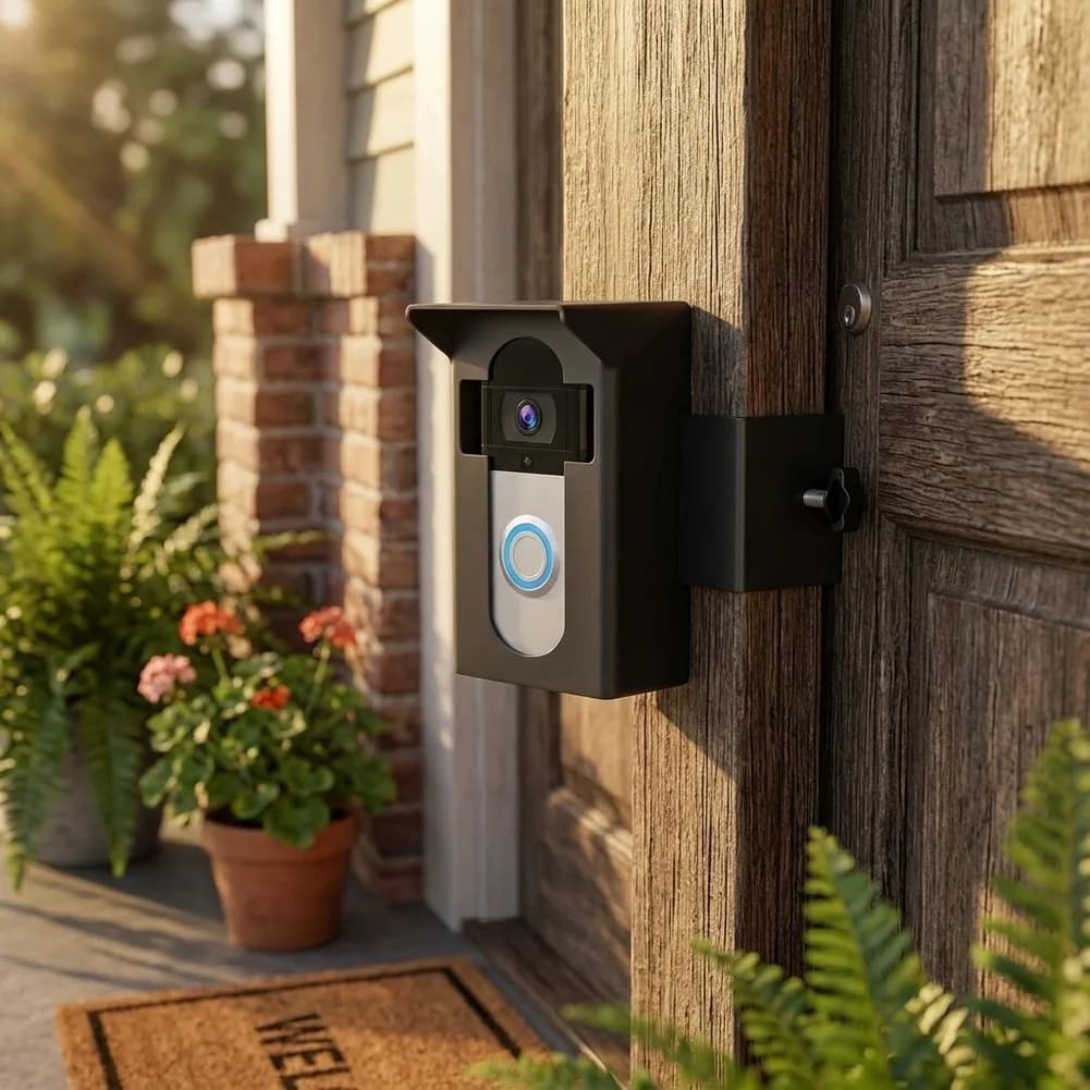 Metal Wall Mount Bracket With Rain Weather Protective Cover For Outdoor Video Doorbell Home Door Installation New Hareware Part