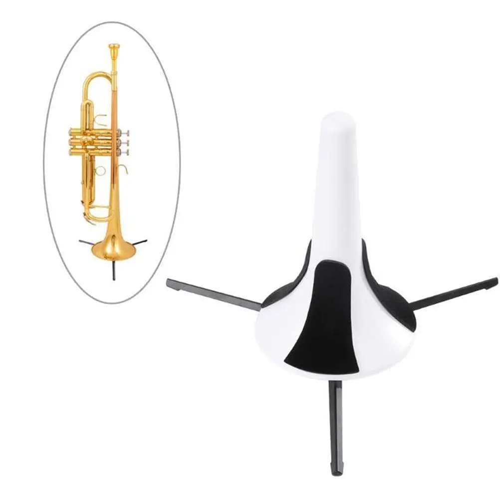 Supporto Portatile Bianco per Tromba con Treppiede, Braccio Girevole Staccabile, Supporto per Campana Imbottito in Feltro, Base Robusta a 3 Gambe per Tromba