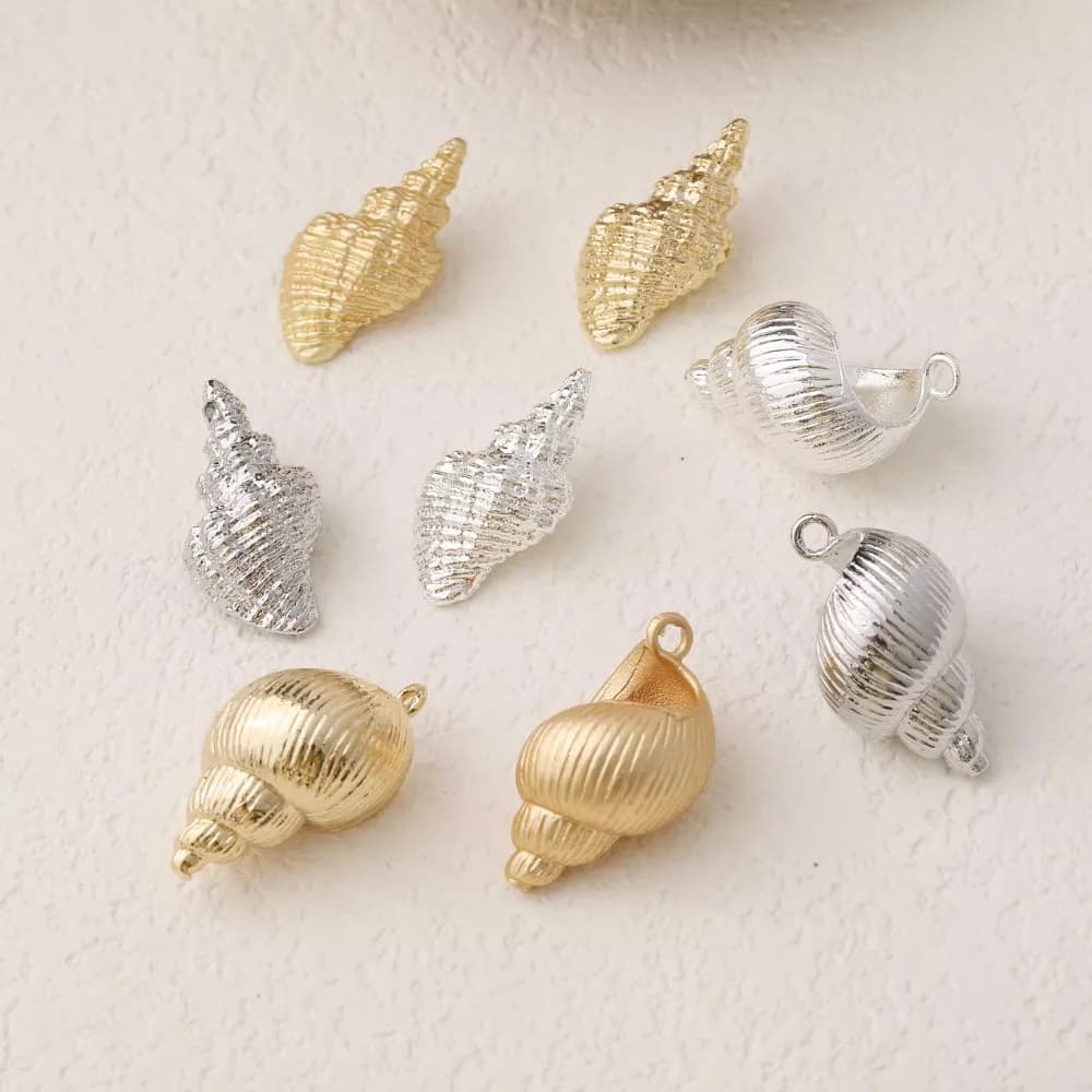 4 pezzi di conchiglia delicata con design a conchiglia, orecchini con ciondoli, creazione di gioielli, forniture per orecchini, accessori fai da te in ottone placcato oro 14k