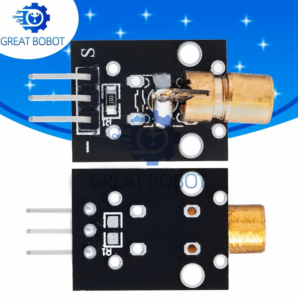 1~10PCS KY-008 650nm Red Laser Diode Module-5mW 5V DC with Copper Alloy Heat Sink for Arduino/Raspberry Pi, Precision Alignment
