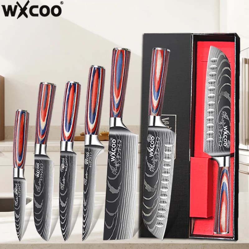 WXCOO Professional kitchen knife with gift box Japanese chef knife Santoku fruit and vegetable knife for domestic use Kitchen accessories