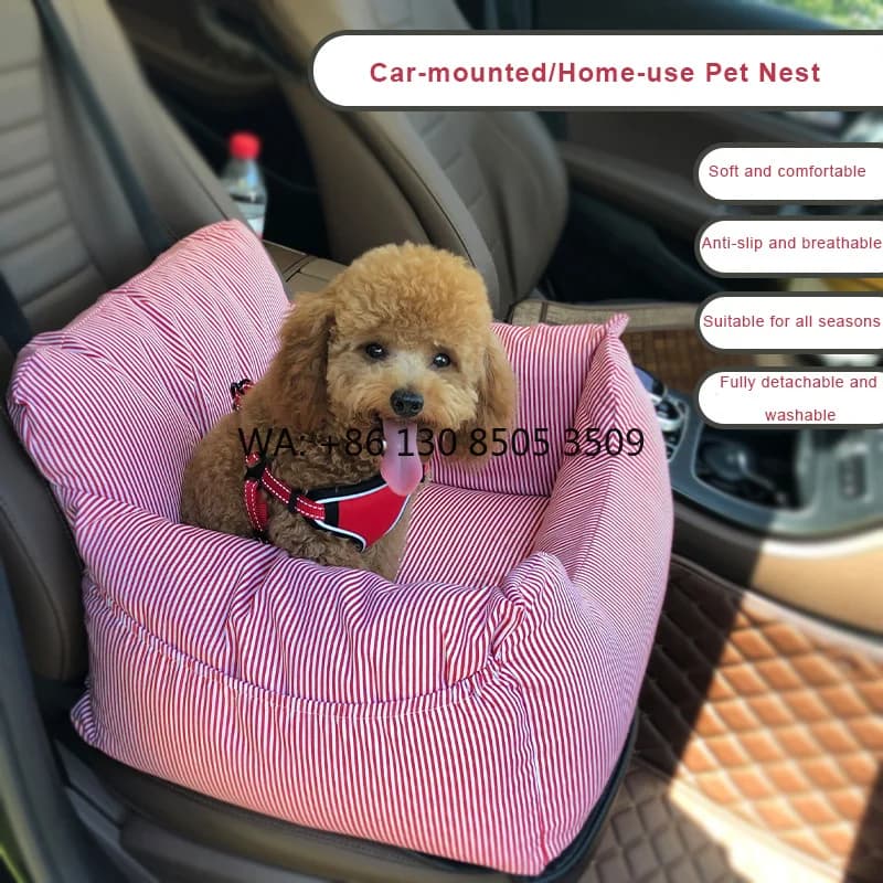 Sedile Auto per Animali Domestici Personalizzato OEM/ODM, Design a Righe, Sedile Rialzato per Cani