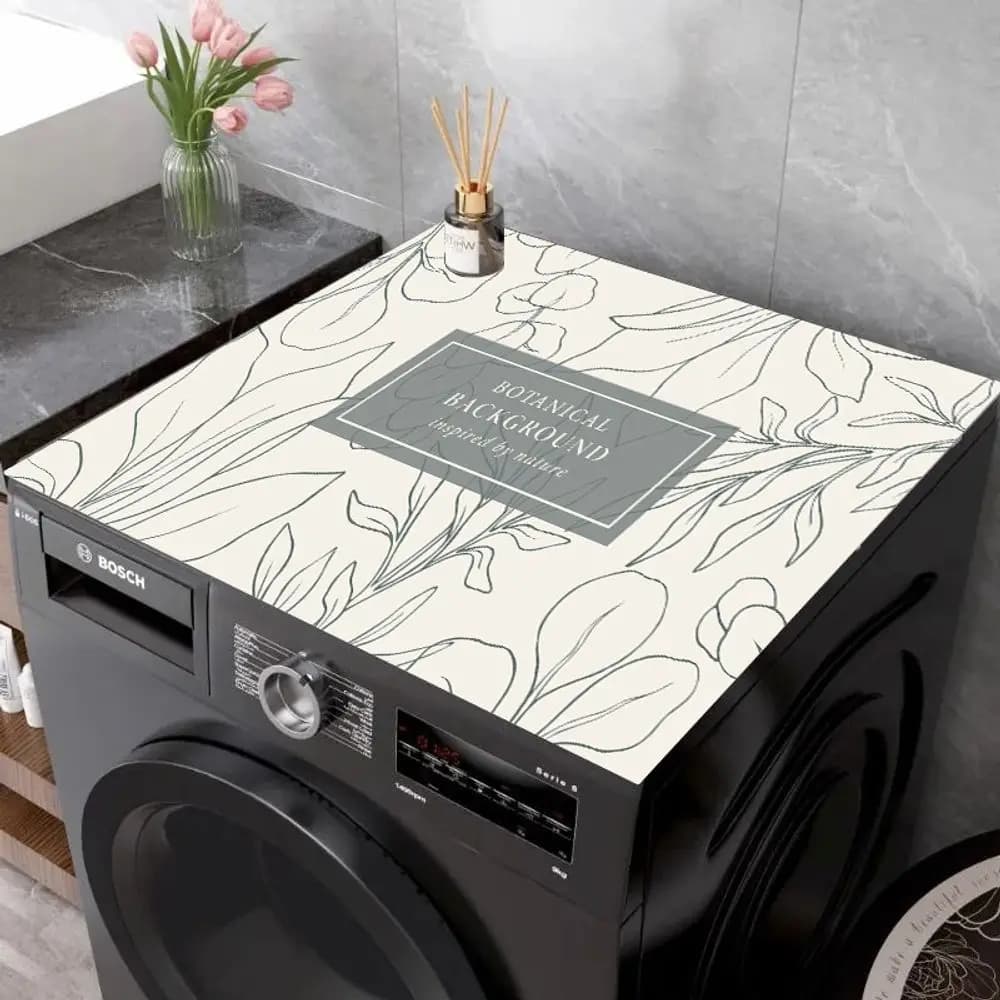 VIKAMA Drum Washing Machine Cover Mat Table Surface Protection French Style Sunscreen, Waterproof Dustproof Refrigerator Top Pad