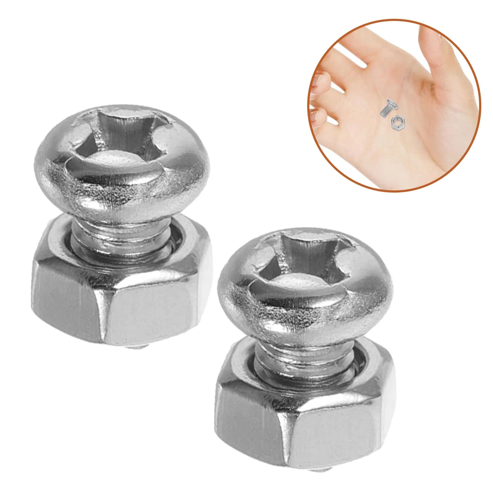 2Sets Frying Pan Handle Repair Screws Stainless Steel Pm5x8mm Soup Pot Handle Mounting Bolts M5 Nuts for Wok Saucepan Stockpot