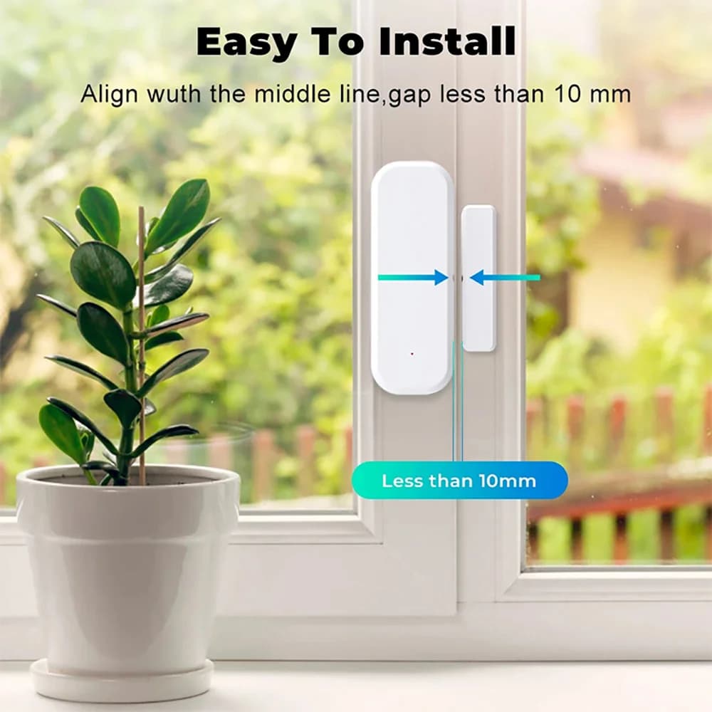 Sensore Intelligente per Porte Tuya WiFi, Rilevatore di Apertura/Chiusura Porte e Finestre, Sistema di Allarme per la Sicurezza Domestica, Controllo tramite App Smart Life